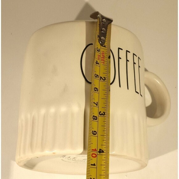 Rae Dunn COFFEE Mug LL Magenta Artisan Large Embossed Ribbed Script White - Picture 4 of 6